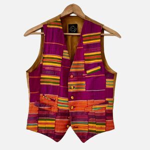 Tom Gilbey Design London Couturier Vintage Patchwork Vest Pink Orange Men's Sm